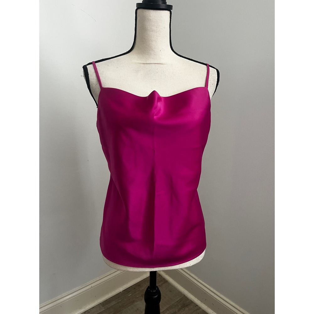 Banana Republic Pink Satin Cami Small Cowl Neck Jewel Tone Minimalist Chic Top